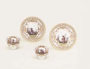 TWO MEISSEN CHINOISERIE TEABOWLS AND TWO SAUCERS