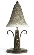 Etched Glass and Wrought-Iron Table Lamp 