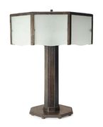 Wrought-Iron and Glass Art-Deco Table Lamp