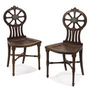 Pair of George III Mahogany Hall Chairs  