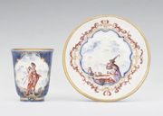 A MEISSEN BLUE-GROUND CHINOISERIE BEAKER AND