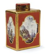 BOITE A THE ET SON COUVERCLE EN PORCELAINE DE