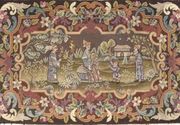 A Chinoiserie Embroidered Seat Cover
