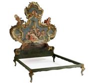 a Bed With an Italian Painted  Pine Panel, 18th c.