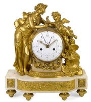 Directoire gilt bronze and marble mantel clock  