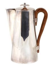 A Tommi Parzinger silverplate and wood coffee pot 