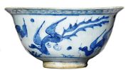 A SAFAVID BLUE AND WHITE SOFT-PASTE PORCELAIN BOWL 
IRAN, SECOND HALF 17TH CENT
