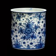 A VERY RARE ROUEN SOFT PASTE PORCELAIN CYLINDRICAL POT, LOUIS POTERAT WORKSHOP, 