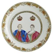 A CHINESE EXPORT EGGSHELL SAUCER DISH
CIRCA 1735-50
