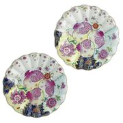 A PAIR OF CHINESE EXPORT 'TOBACCO LEAF' PATTERN LOBED STANDS
CIRCA 1770
