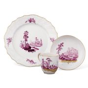 A TOURNAI CUP AND SAUCER, AND A PLATE, CIRCA 1765
