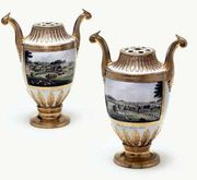 A PAIR OF THURINGIAN TWO-HANDLED TOPOGRAPHICAL BOUGH-POTS AND COVERS 
