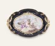 A MEISSEN DARK-BLUE GROUND QUATREFOIL CABARET TRAY
