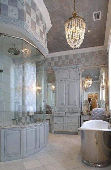 A renovated bath room in a historic house.
