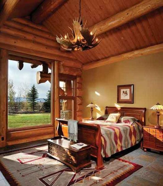 A bedroom in a mountain ranch
