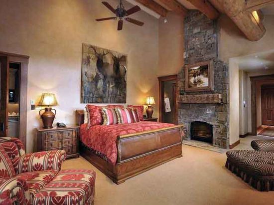 Bedroom in a mountain ranch