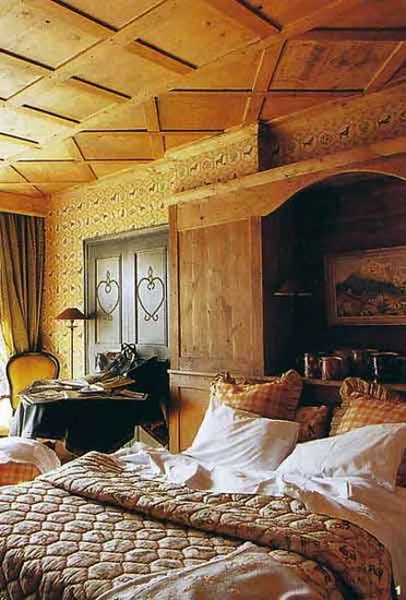 A warm bedroom in a chalet