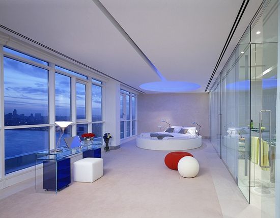 A bedroom designed by Eva Jiricna.