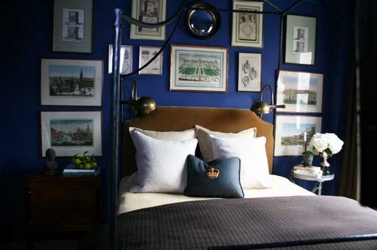 A marine blue classic bedroom