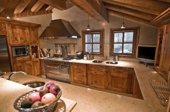 A kitchen in a chalet in the Alps