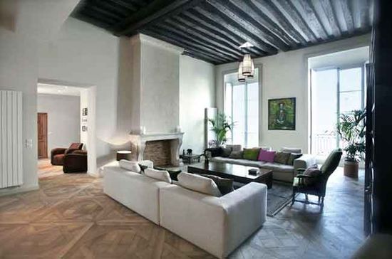 A contemporary living room in a 17th C. house