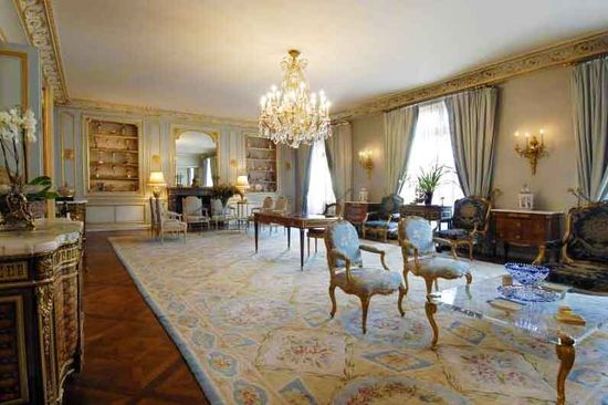 Sprawling neoclassical French living room